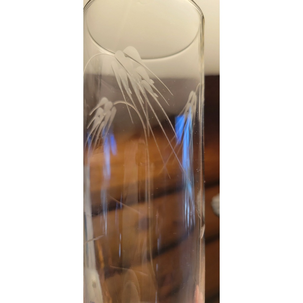 Vintage Wheat Etched Highball Tom Collins Glasses Set of 6